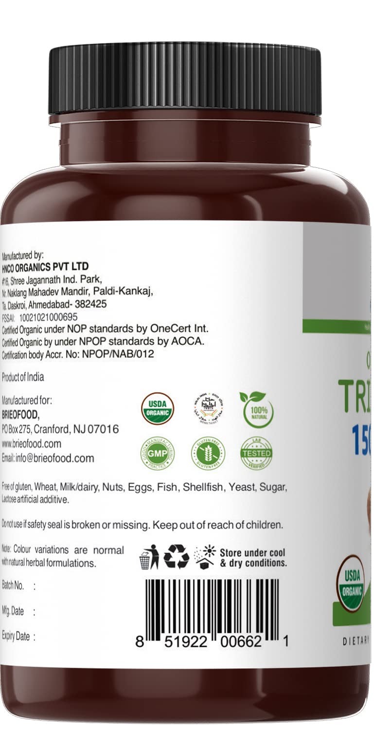 Brieofood Organic Triphala 1500mg - 90 Vegetarian Tablets - image 5