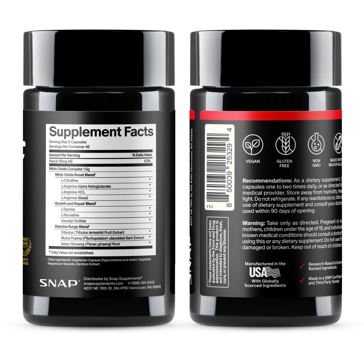 Snap Supplements Nitric Oxide Booster - 90 Vegan Capsules - image 10