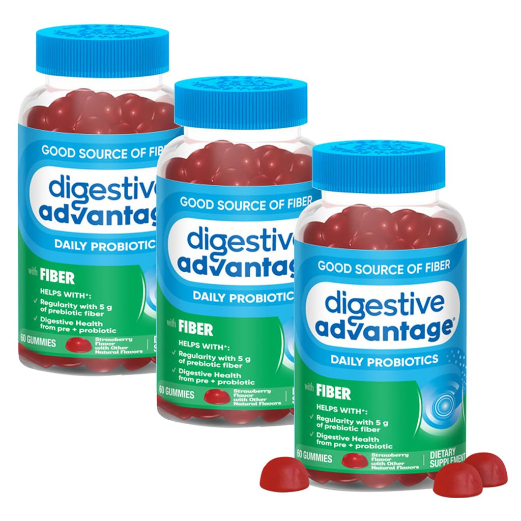 Digestive Advantage Prebiotic Fiber Gummies Strawberry - 60 Count