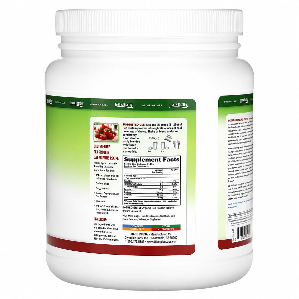 Olympian Labs Pea Protein Powder Unflavored - 13 Servings - image 2