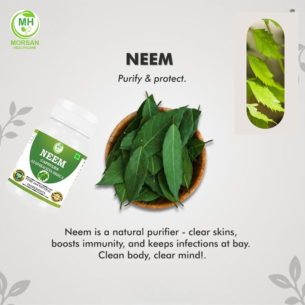 Morsan Healthcare Neem Capsules 500 mg - 60 Vegetarian Capsules - image 4