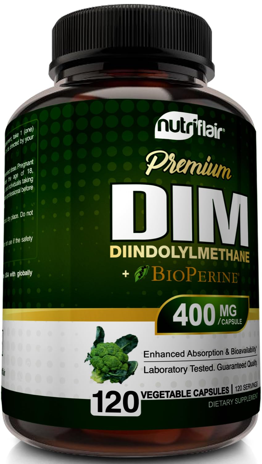 NutriFlair DIM 400mg with BioPerine - 120 Capsules - image 5