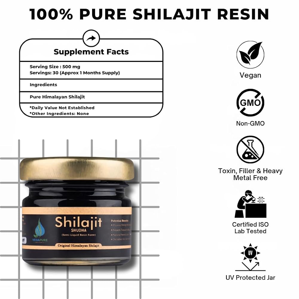 Rock Gold Vedapure Himalayan Shilajit Resin 100% Pure - 15g - image 5