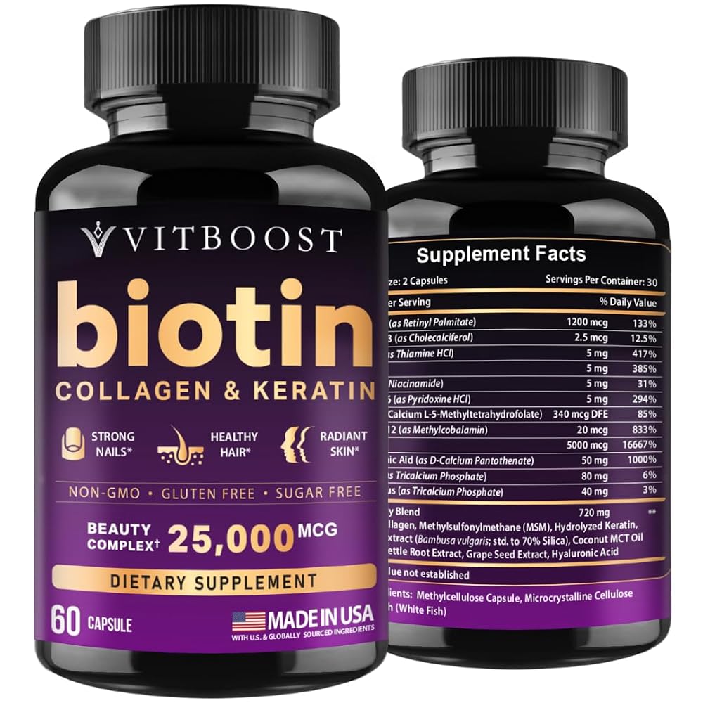 VITBOOST Biotin with Hyaluronic Acid, Collagen and Keratin