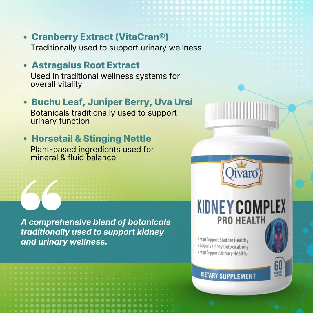 Qivaro Kidney Complex Pro-Health Supplement - 60 Vegetable Capsules - image 3