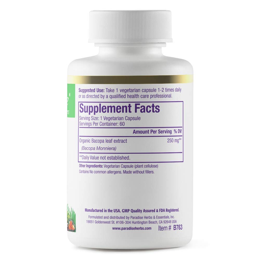 Paradise Herbs Bacopa Extract Vegan - 60 Capsules - image 2