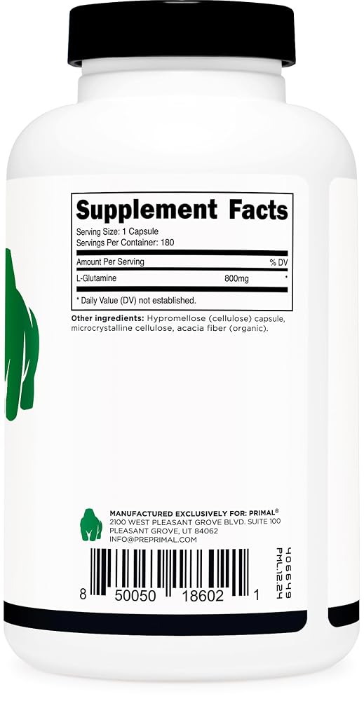 Primal L-Glutamine 800mg - 180 Capsules - image 4