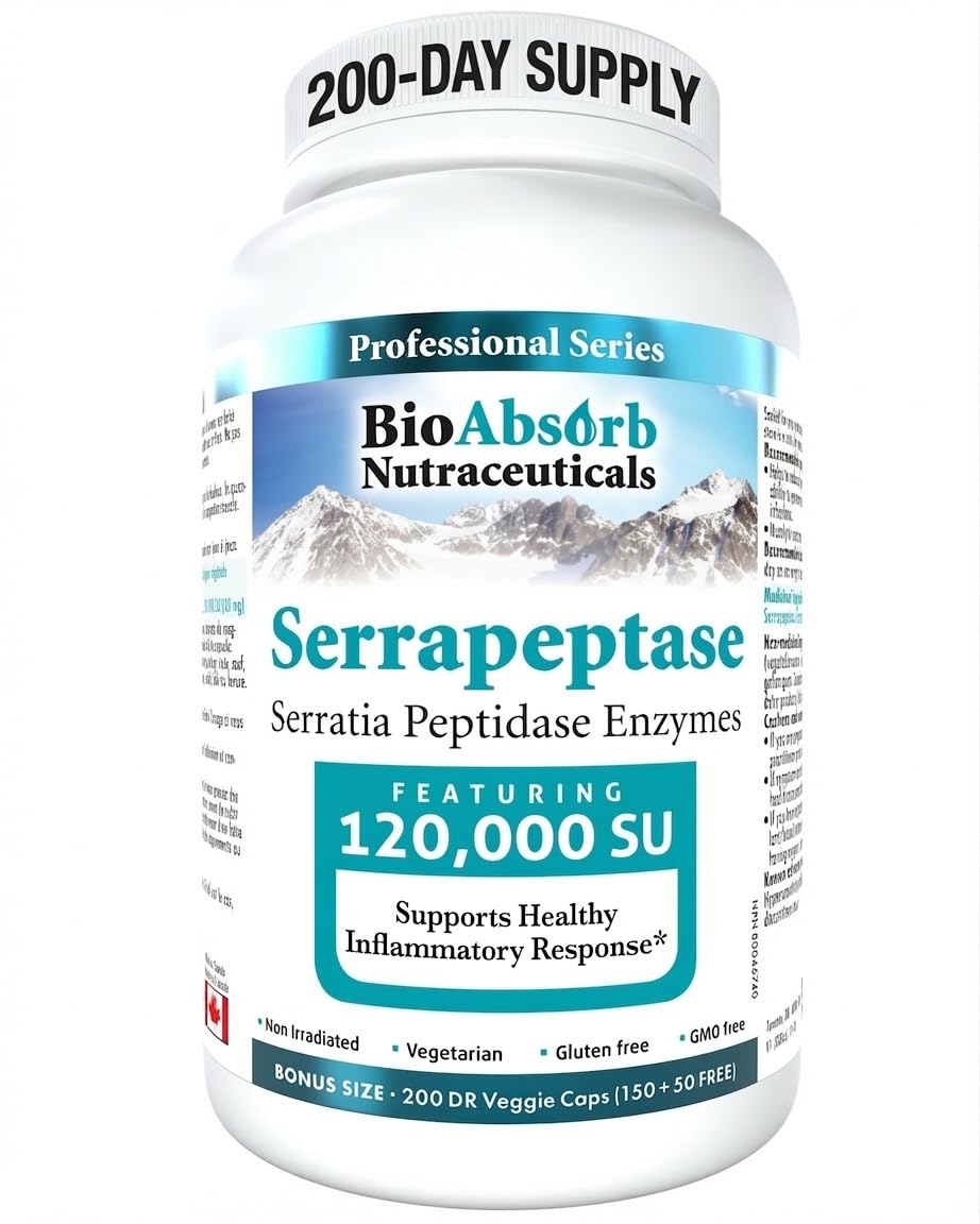 Bio Absorb Serrapeptase 120000 SPU Delayed Release - 200 Capsules