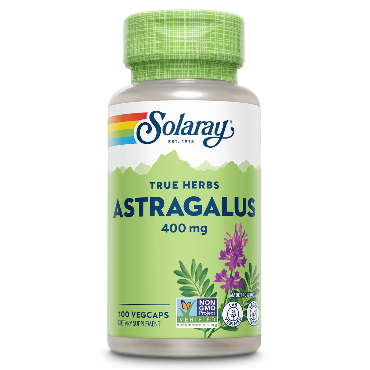 SOLARAY Astragalus Root 400mg Herbal Support - 100 Vegetarian Capsules