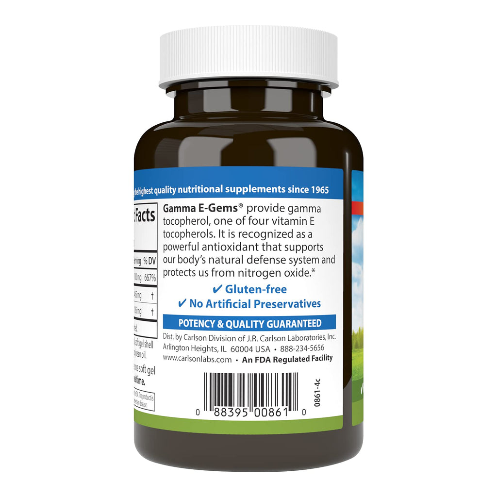 Carlson Gamma E-Gems 465 mg Gamma Tocopherol - 120 Softgels - image 3