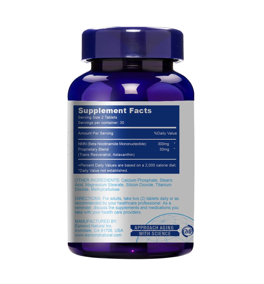 Esmond Natural NMN Plus 300mg Resveratrol - 60 Tablets - image 3