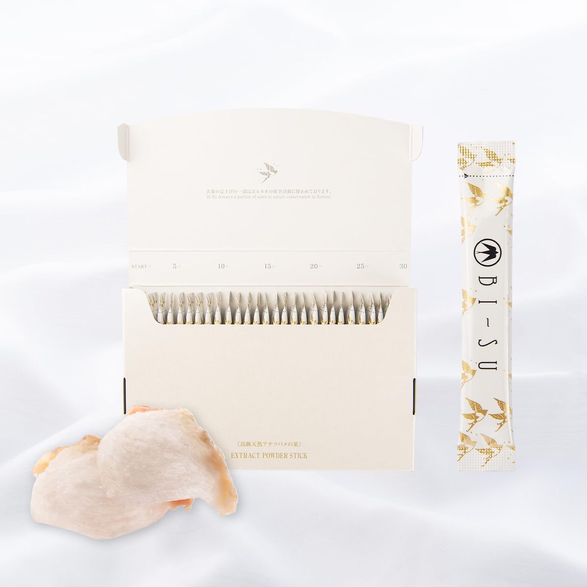 BI-SU Swiftlet Nest Extract Powder Sticks with Collagen Peptides - 30 Count
