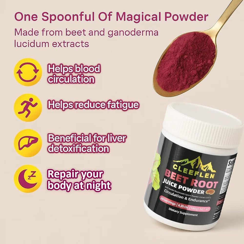 CLEEFLEN Beet Powder with Reishi Mushroom Extract - 6.35 oz - image 6