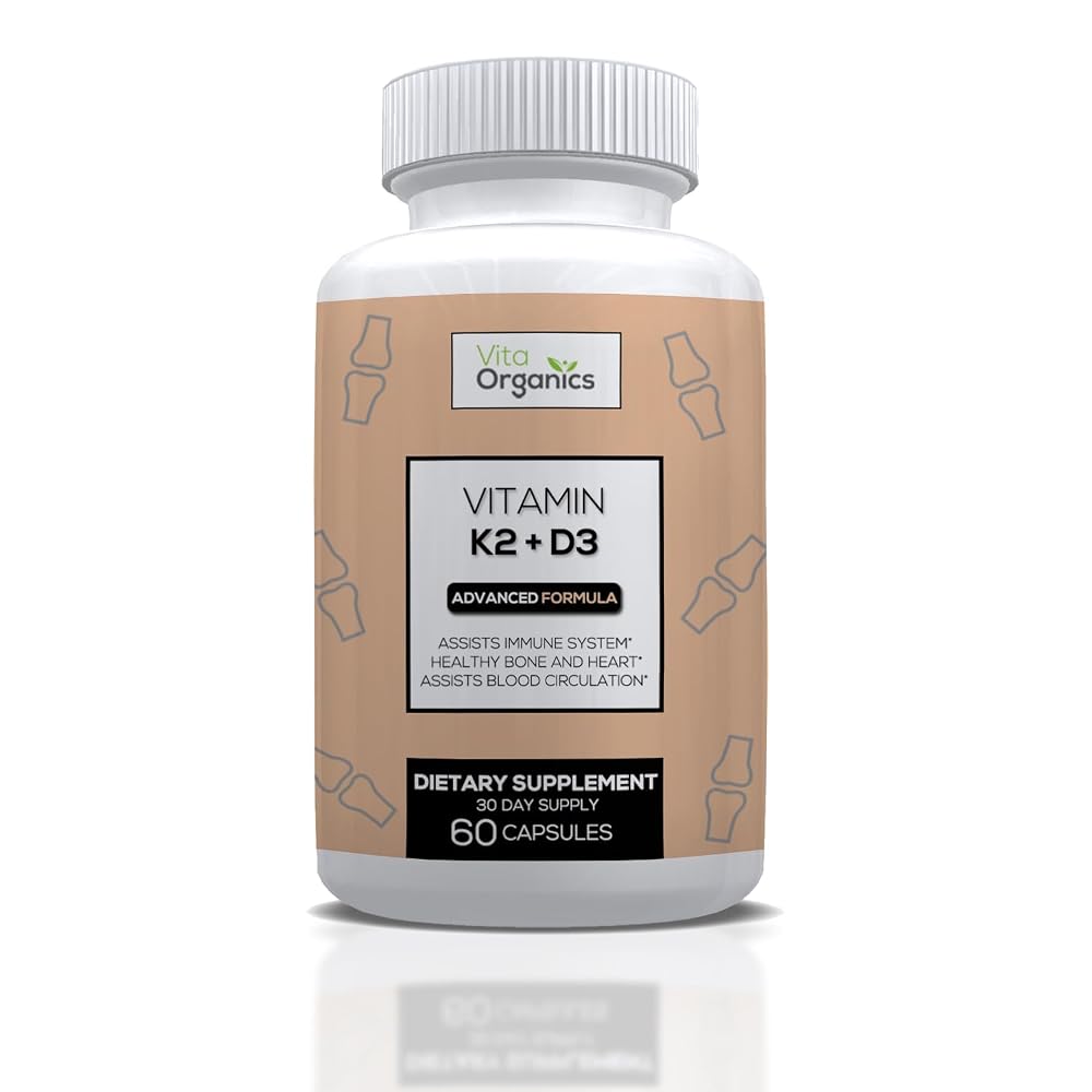 Vita Organics Vitamin K2+D3 10,000 IU with BioPerine - 60 Capsules