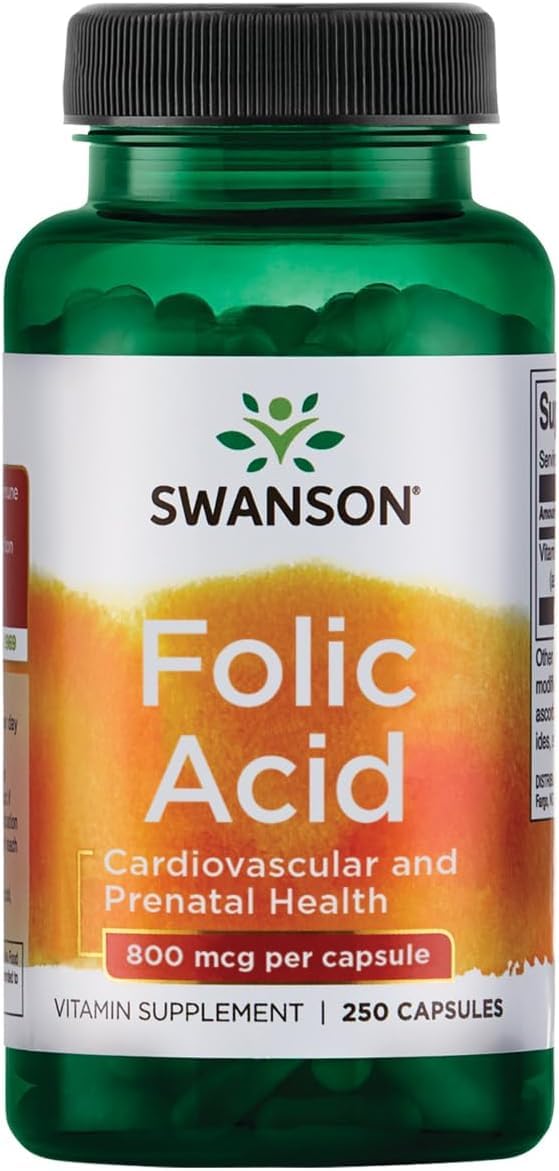 Swanson Folic Acid 800 mcg (Folate DFE) - 250 Capsules
