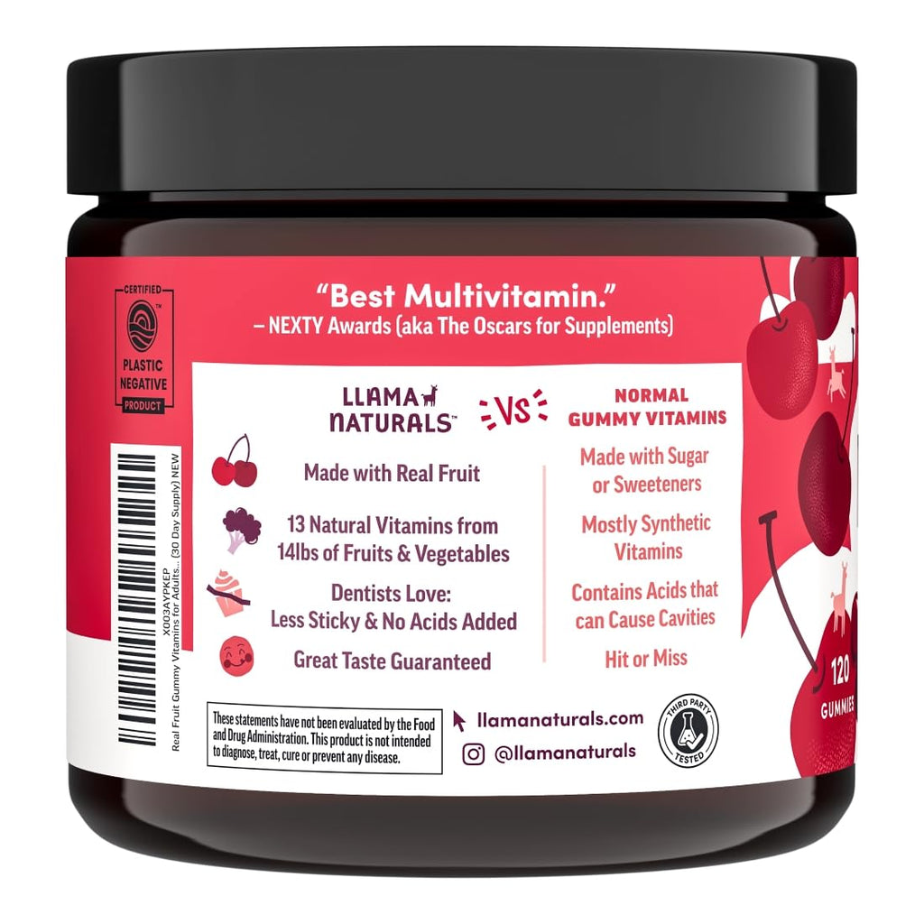 Llama Naturals Real Fruit Gummy Vitamins for Adults