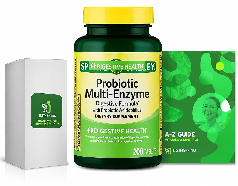 LightSpring Probiotic Multi-Enzyme Digestive Formula - 200 Tablets