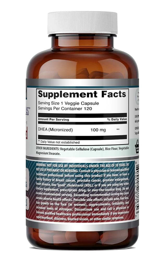 Amazing Nutrition Micronized DHEA Supplement 100 mg - 120 Vegetarian Capsules - image 6