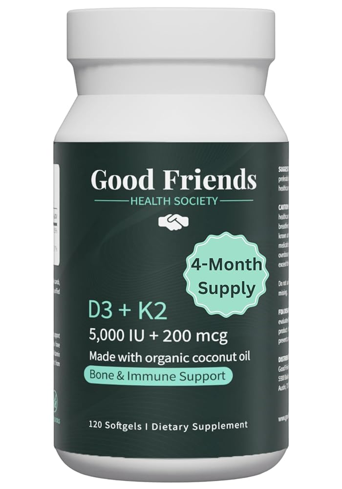 Good Friends Health Vitamin D3 5000 IU + K2 200 mcg - 120 Softgels