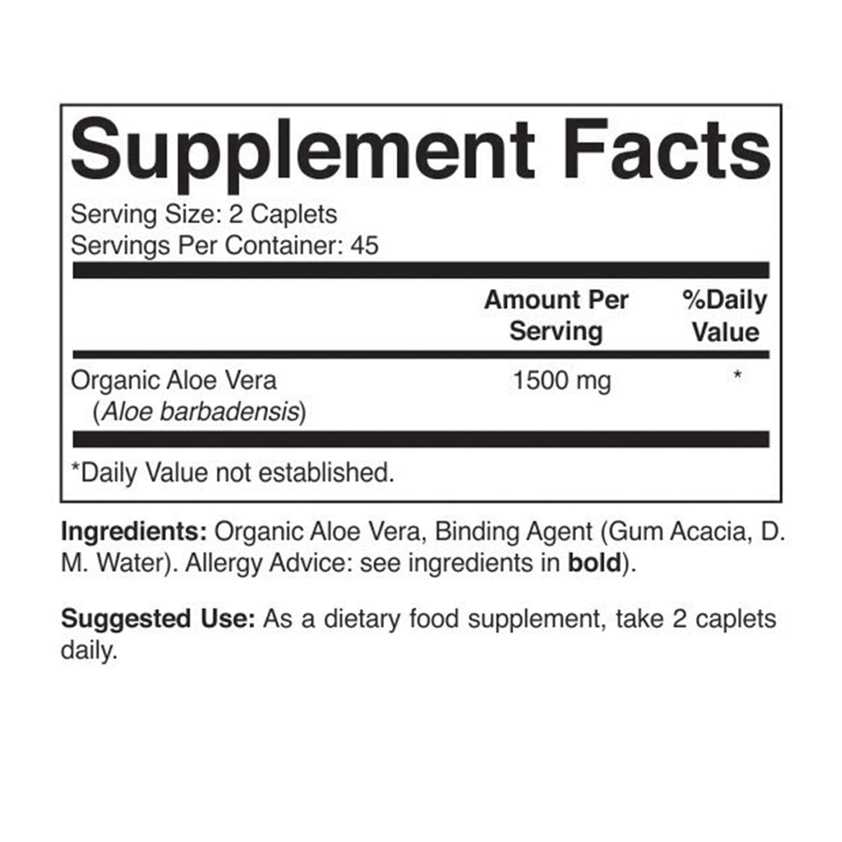 Brieofood Organic Aloe Vera 1500mg - 90 Vegetarian Tablets - image 3