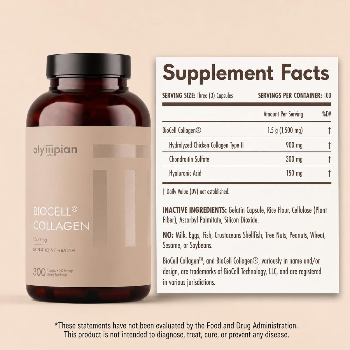 Olympian Labs Biocell Collagen II 1500mg - 300 Capsules - image 2