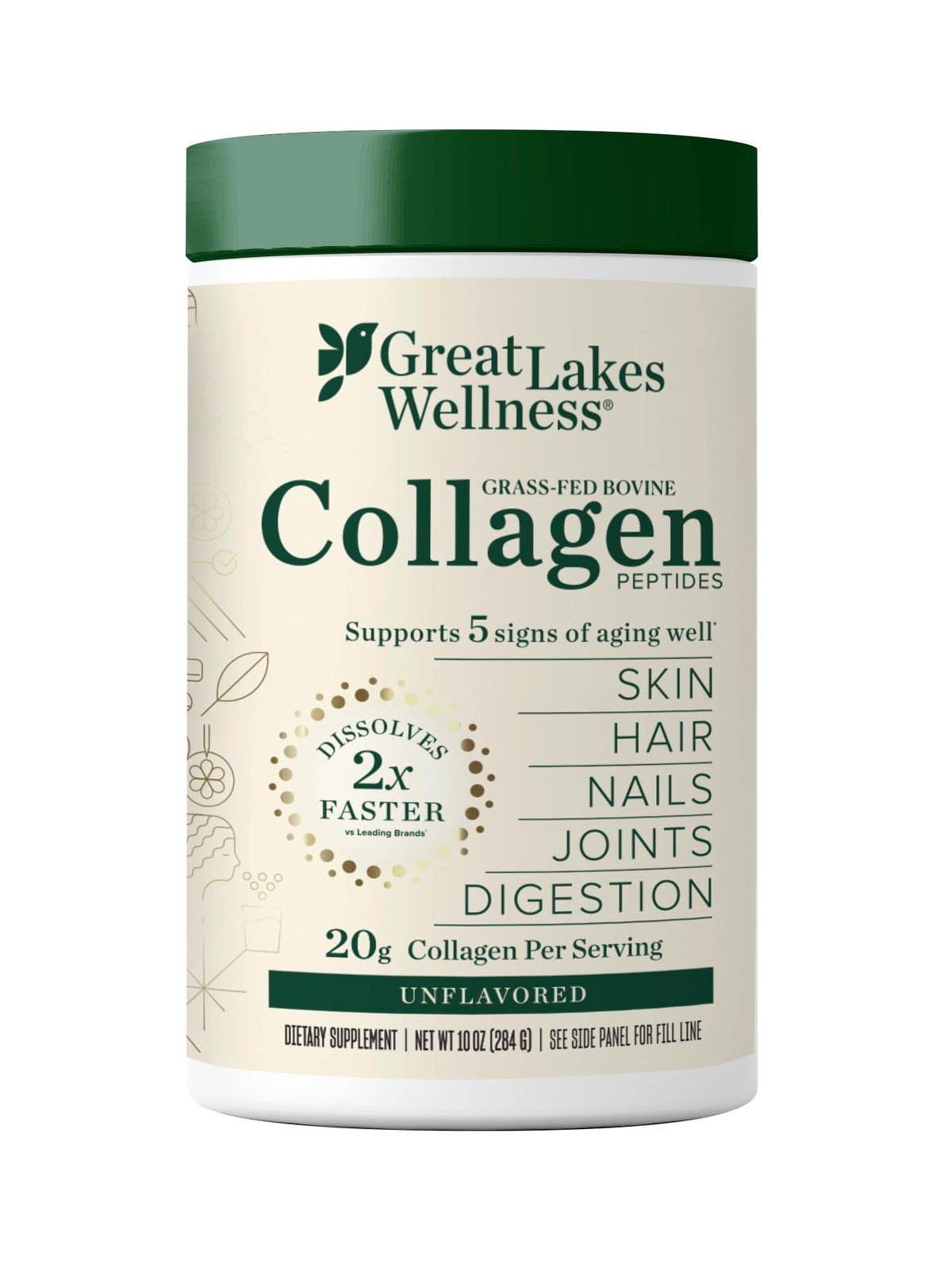 Great Lakes Wellness Collagen Peptides Powder Unflavored - 10 oz