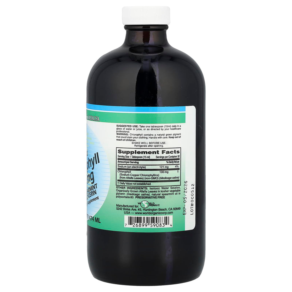 World Organic Liquid Chlorophyll 100mg with Spearmint - 16 Fl Oz - image 2