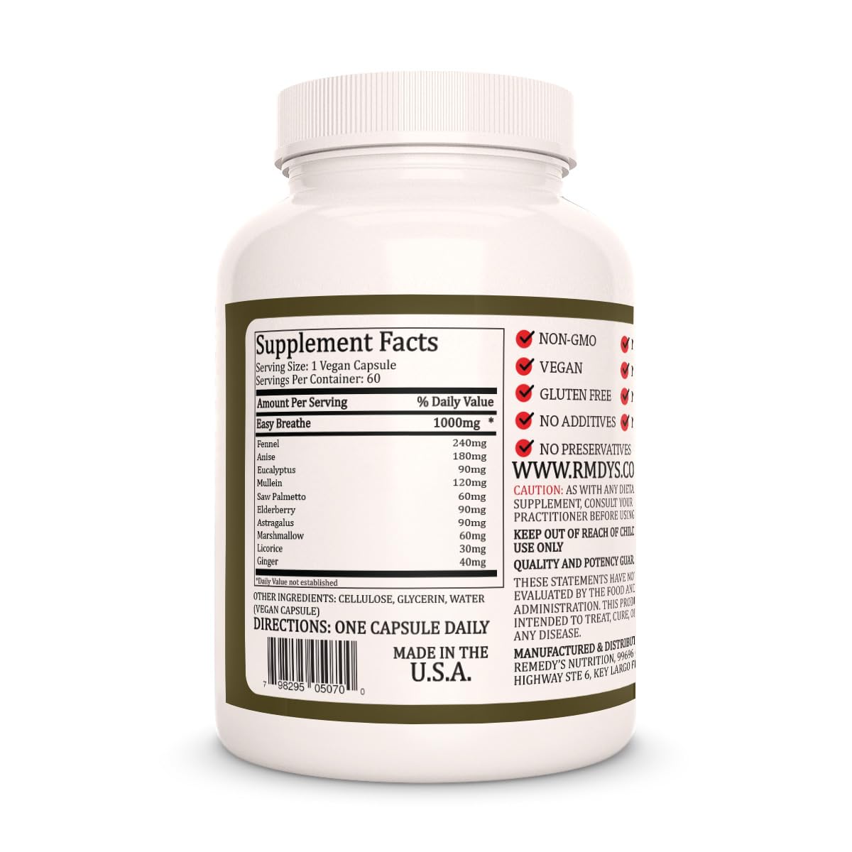 Remedy's Nutrition Easy Breathe Herbal Blend - 60 Vegan Capsules - image 2
