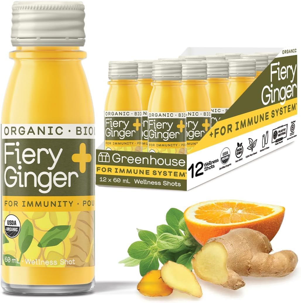Greenhouse Juice Organic Fiery Ginger Wellness Shots 12-Count 60ml