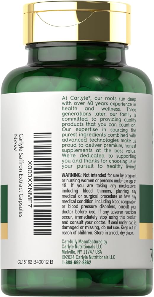 Carlyle Saffron Extract Supplement - 70 Capsules - image 3