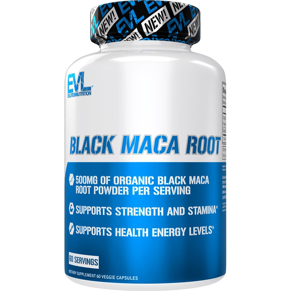Evlution Organic Black Maca Root 500mg Energy Support - 60 Capsules
