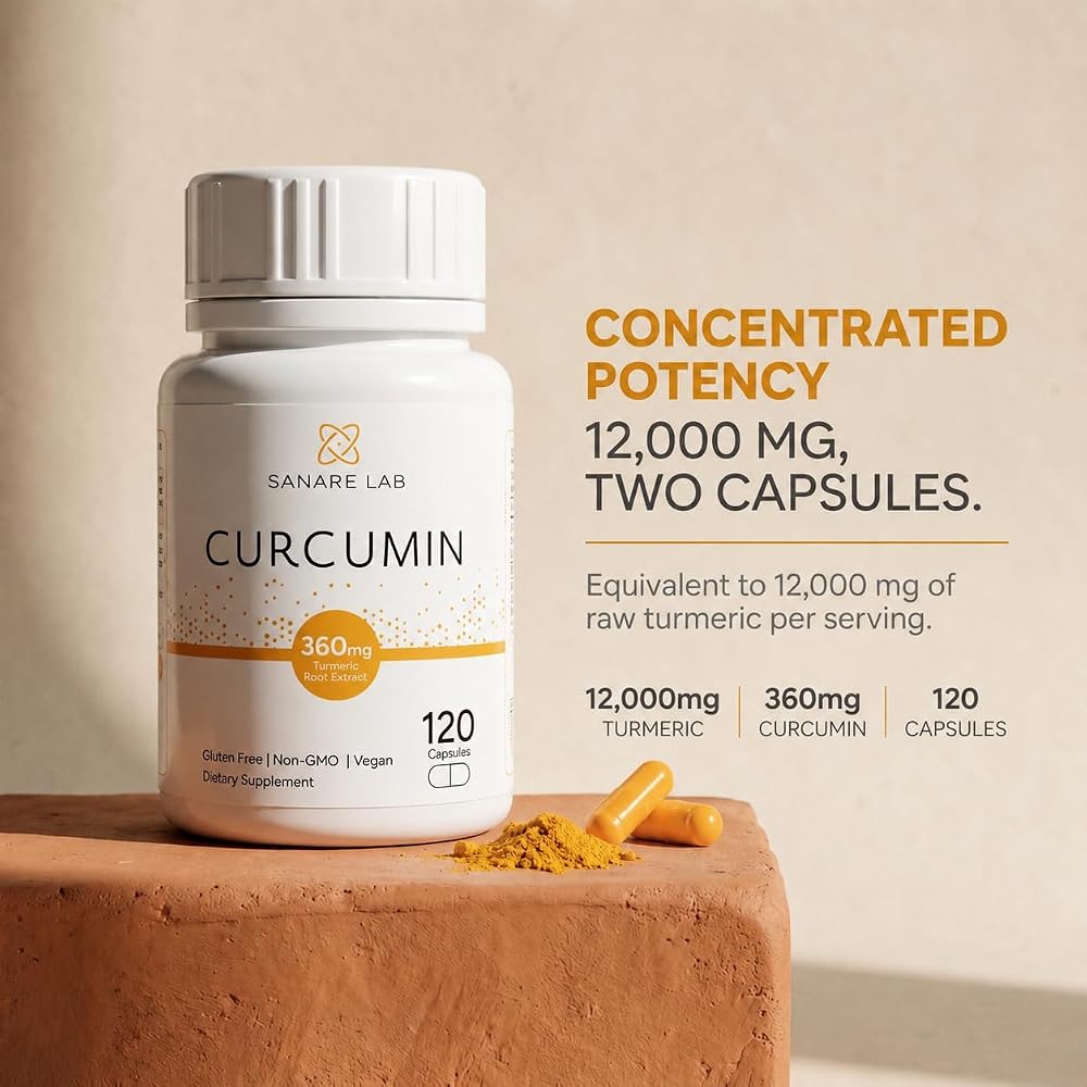 Sanare Lab Curcumin Turmeric 360 mg Joint & Cellular Support - 120 Capsules - image 4