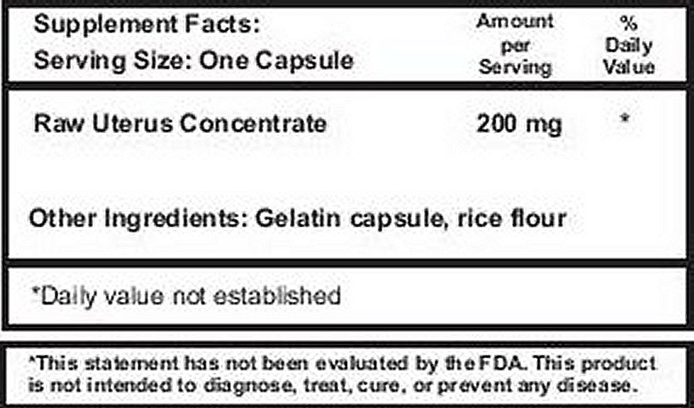 SOR, Inc. Bovine Raw Uterus Glandular Tissue - 100 Capsules - image 2