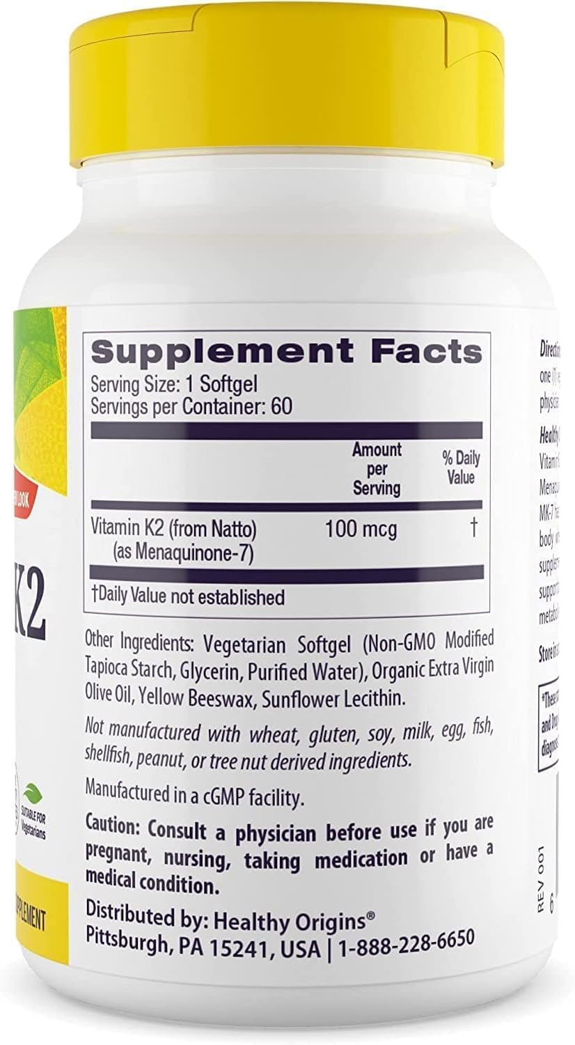 Healthy Origins Vitamin K2 As MK-7 Supplement