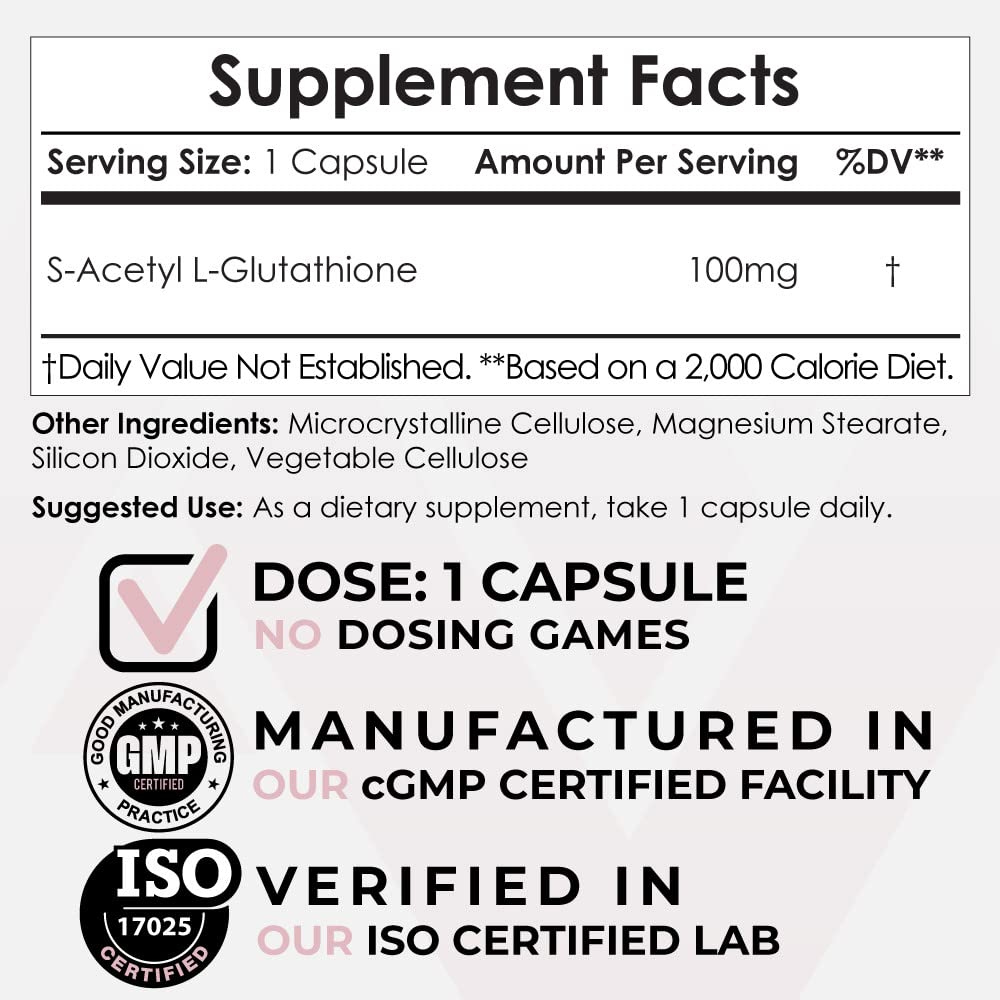 Nootropics Depot S-Acetyl L-Glutathione 100mg - 180 Capsules - image 2