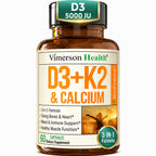 Vimerson Health Vitamin D3 K2 Calcium Supplement - 60 Capsules