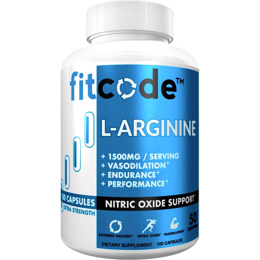 fitcode Pure Extra Strength L-Arginine HCl 1500mg - 100 Capsules