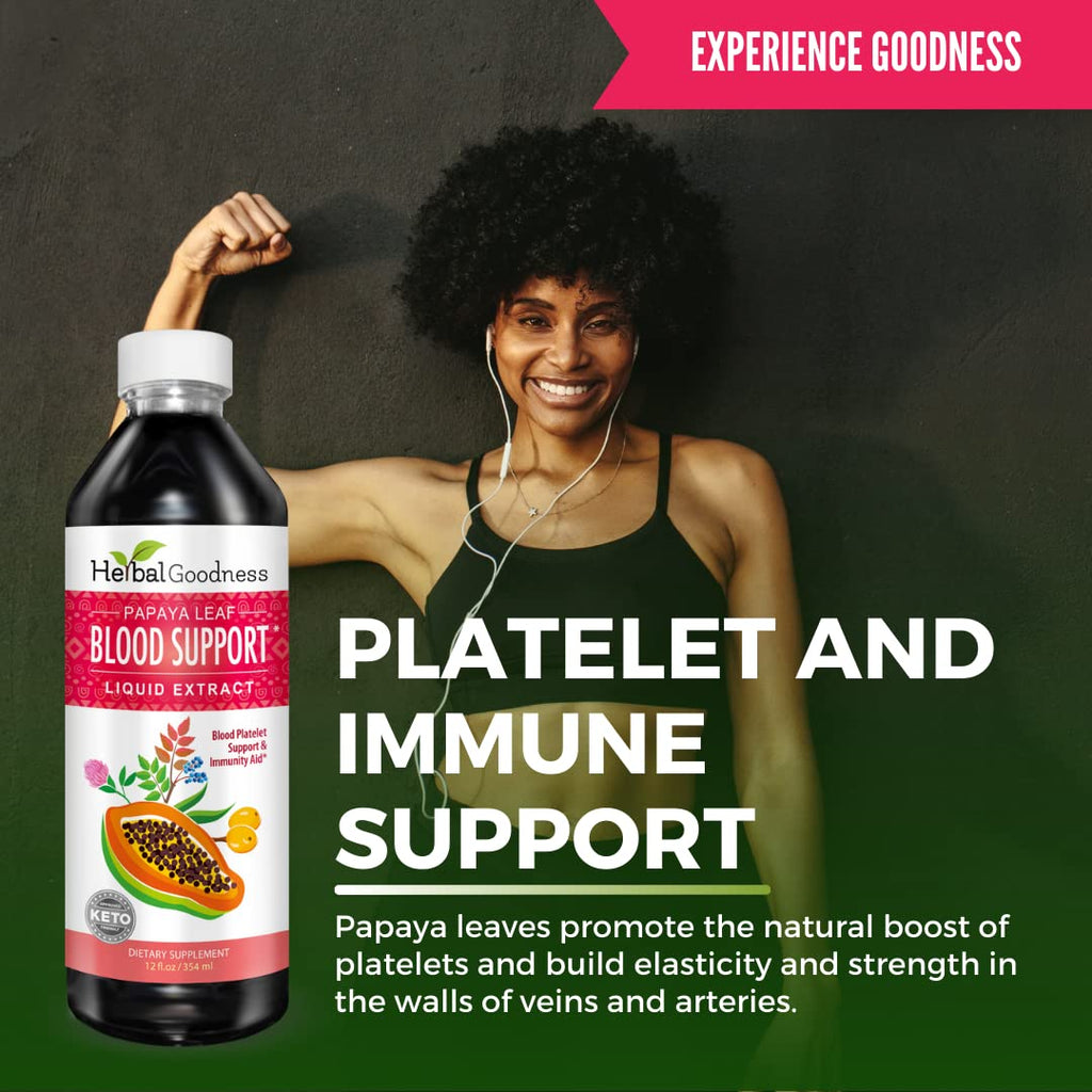 Herbal Goodness Papaya Liquid Blood Support - Papaya Leaf Extract - Healthy Platelet