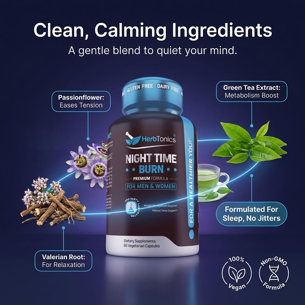 Herbtonics Night Time Burn Sleep & Weight Management - 60 Capsules - image 5