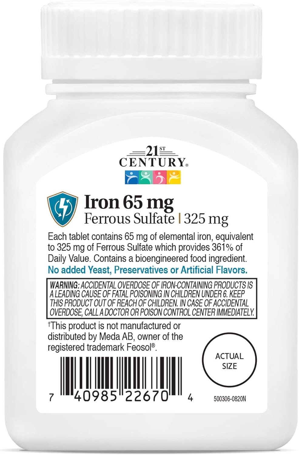 21st Century Iron 65 mg Ferrous Sulfate - 120 Tablets - image 2