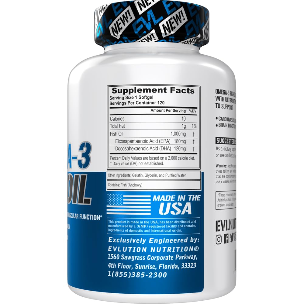Evlution Nutrition Triple Strength Omega 3 Fish Oil - 120 Softgels - image 2