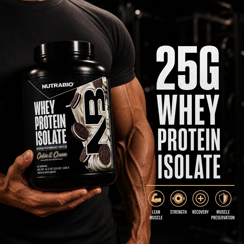 NutraBio 100% Whey Protein Isolate Protein Powder
