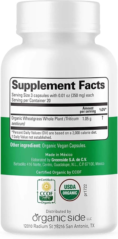 OS Organic Side Organic Wheatgrass Capsules - 120 Count - image 2