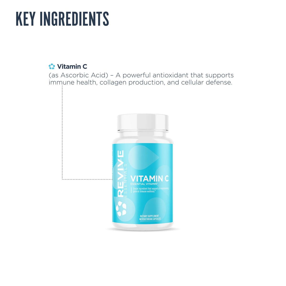 Revive MD Vitamin C 1000mg Immune Support - 200 Vegetarian Capsules - image 4