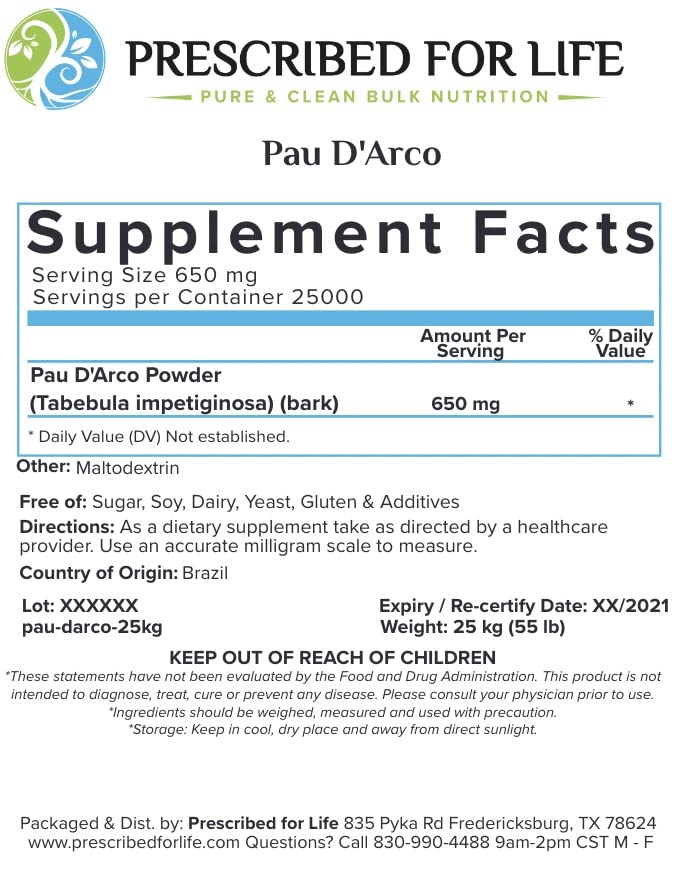 Prescribed For Life PAU D'Arco Powder 20:1 - 1 kg - image 2