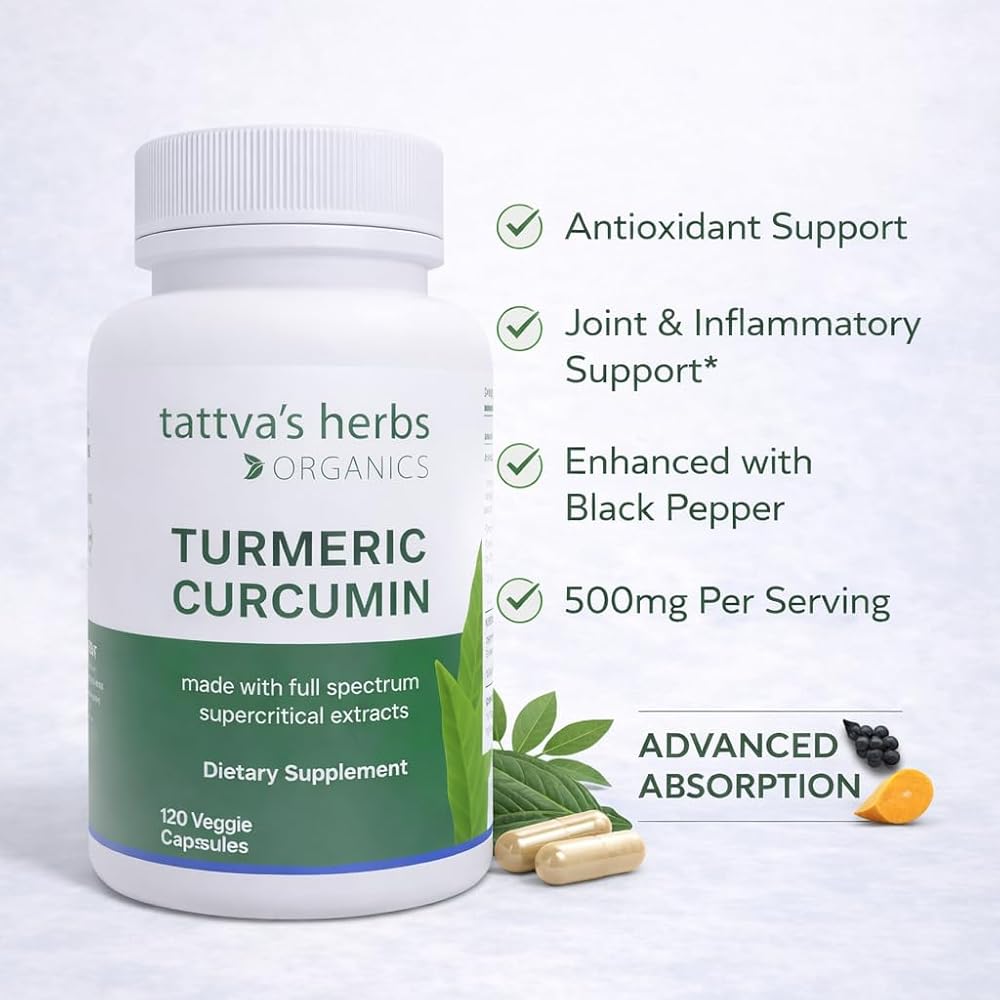 Tattva's Herbs Turmeric Curcumin 500 mg Joint Support - 120 Capsules - image 8