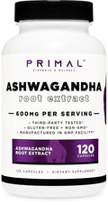 Primal Ashwagandha Root Extract 600mg - 120 Capsules