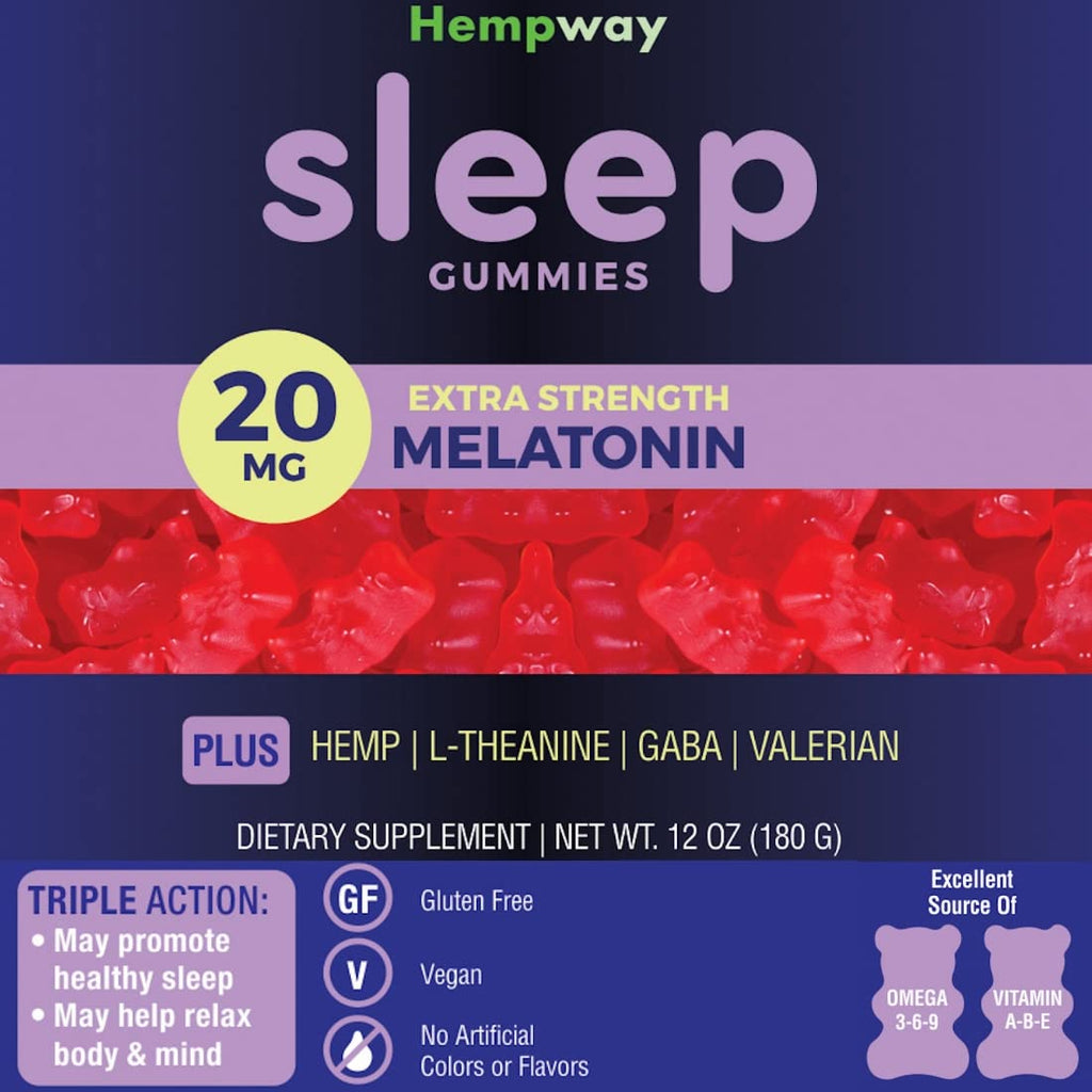 HEMPWAY Melatonin 20mg Sleep Gummies with Hemp & GABA - 60 Gummies - image 3