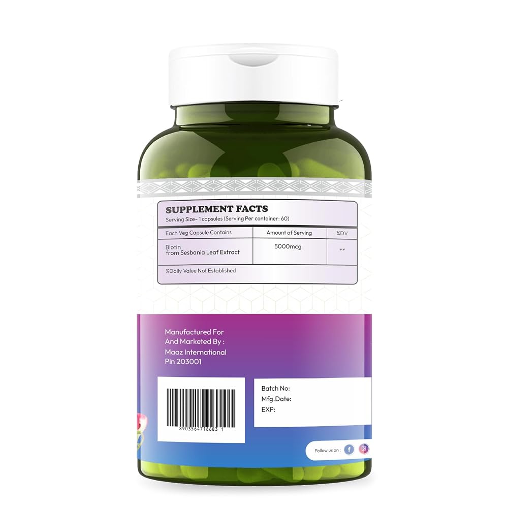 GlossiLife Sciences Biotin 5000 mcg - 120 Capsules - image 2