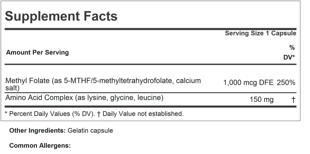 ANDREW LESSMAN Methyl Folate 1000 - Capsules - 1000 mcg L-Methyl
